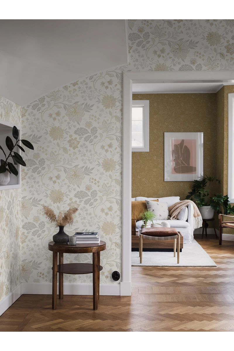 Boras Romantikus virágos bézs vlies tapéta Alicia White 53 cm X 10 m