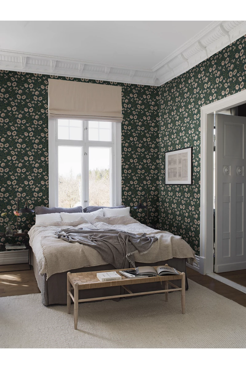 Boras Pipacsos romantikus fekete vlies tapéta Poppy Flow Black 53 cm X 10 m