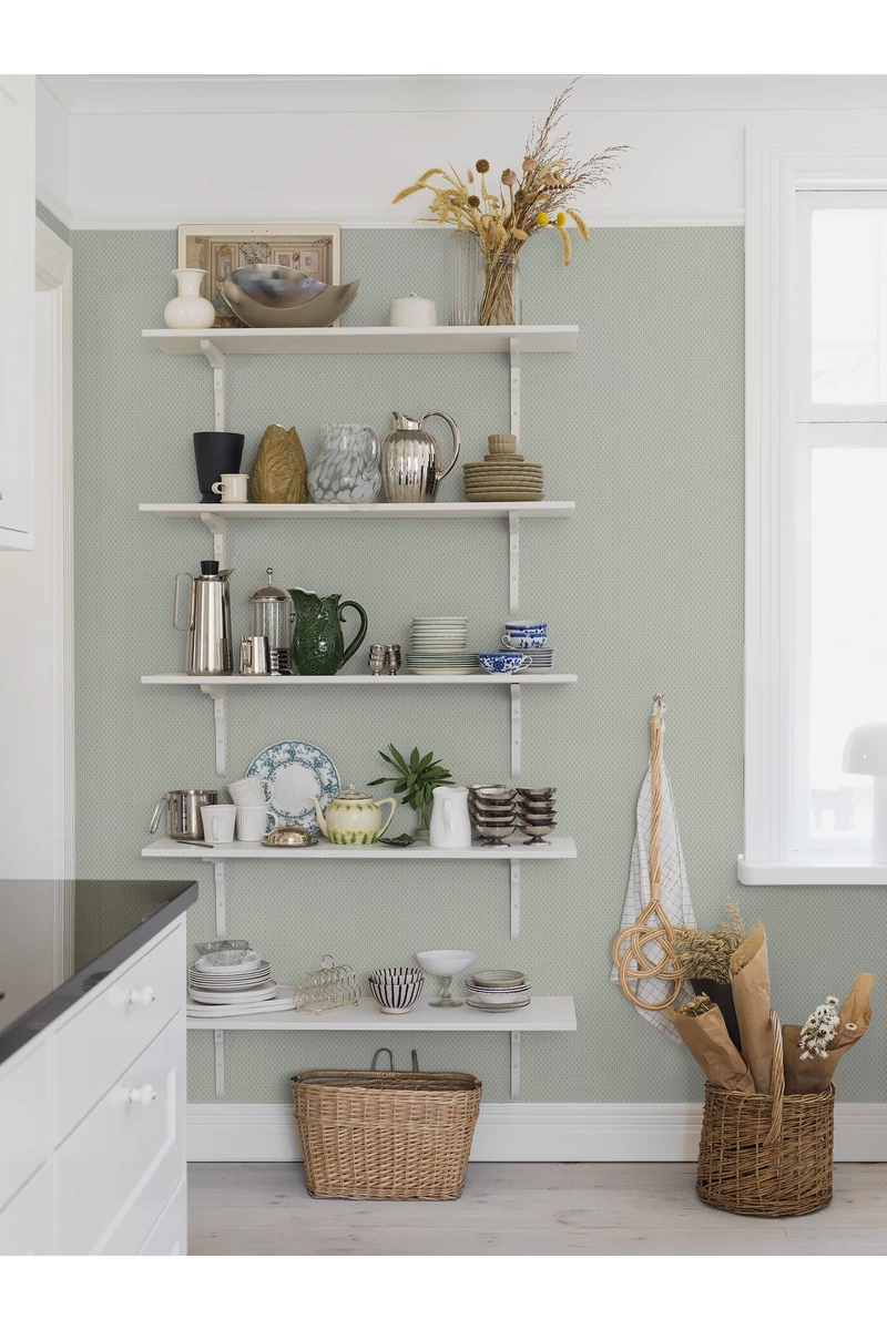 Boras Geometriai mintás zöld vlies tapéta Fredrika Green 53 cm X 10 m