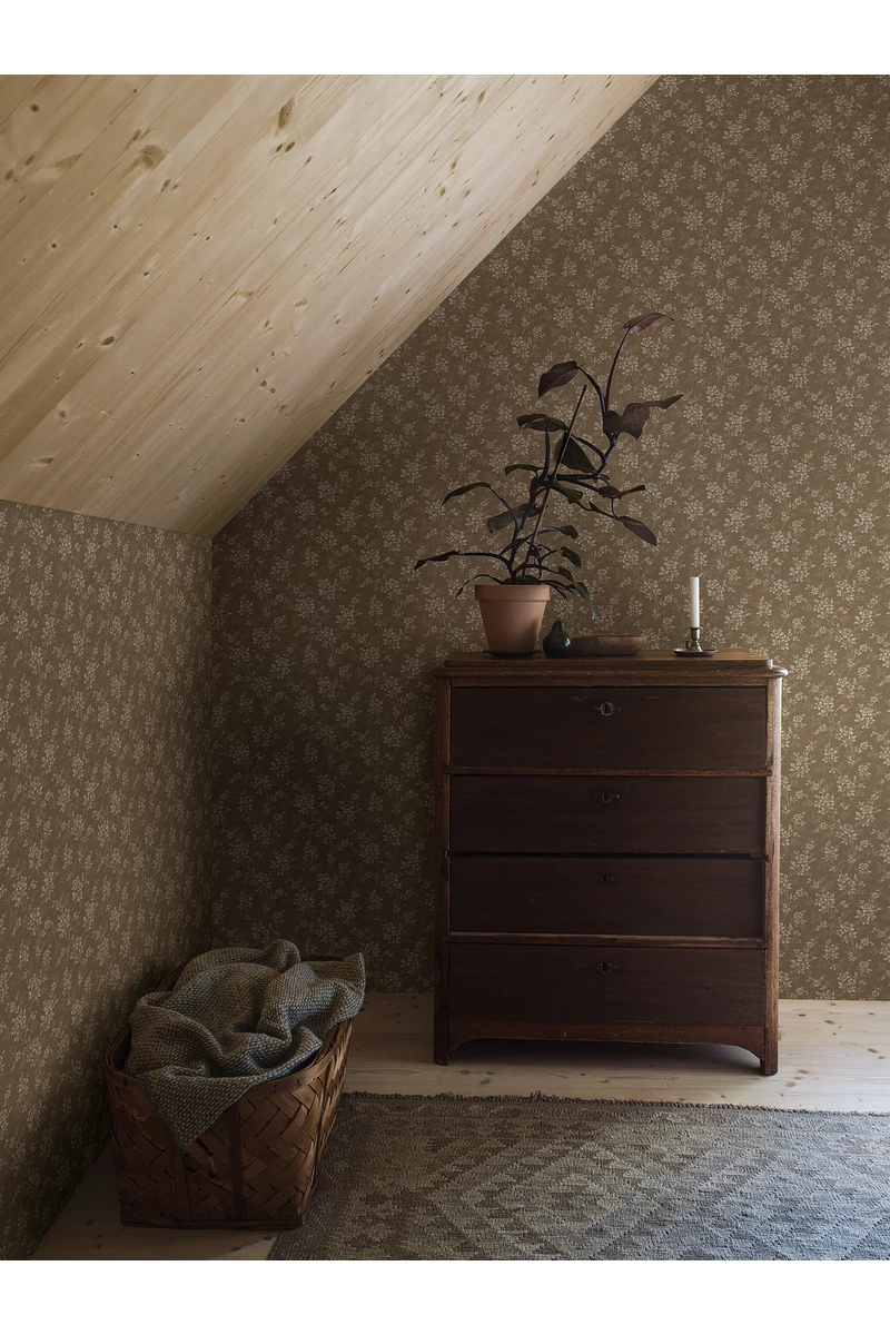 Boras Pöttyös virágos barna vlies tapéta Hip Rose Brown 53 cm X 10 m