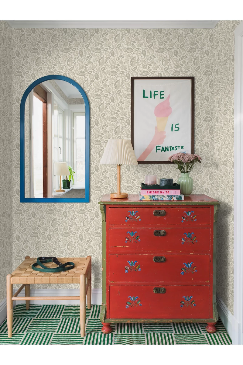 Boras Klasszikus gyümölcs mintás bézs vlies tapéta Elise Beige 53 cm X 10 m