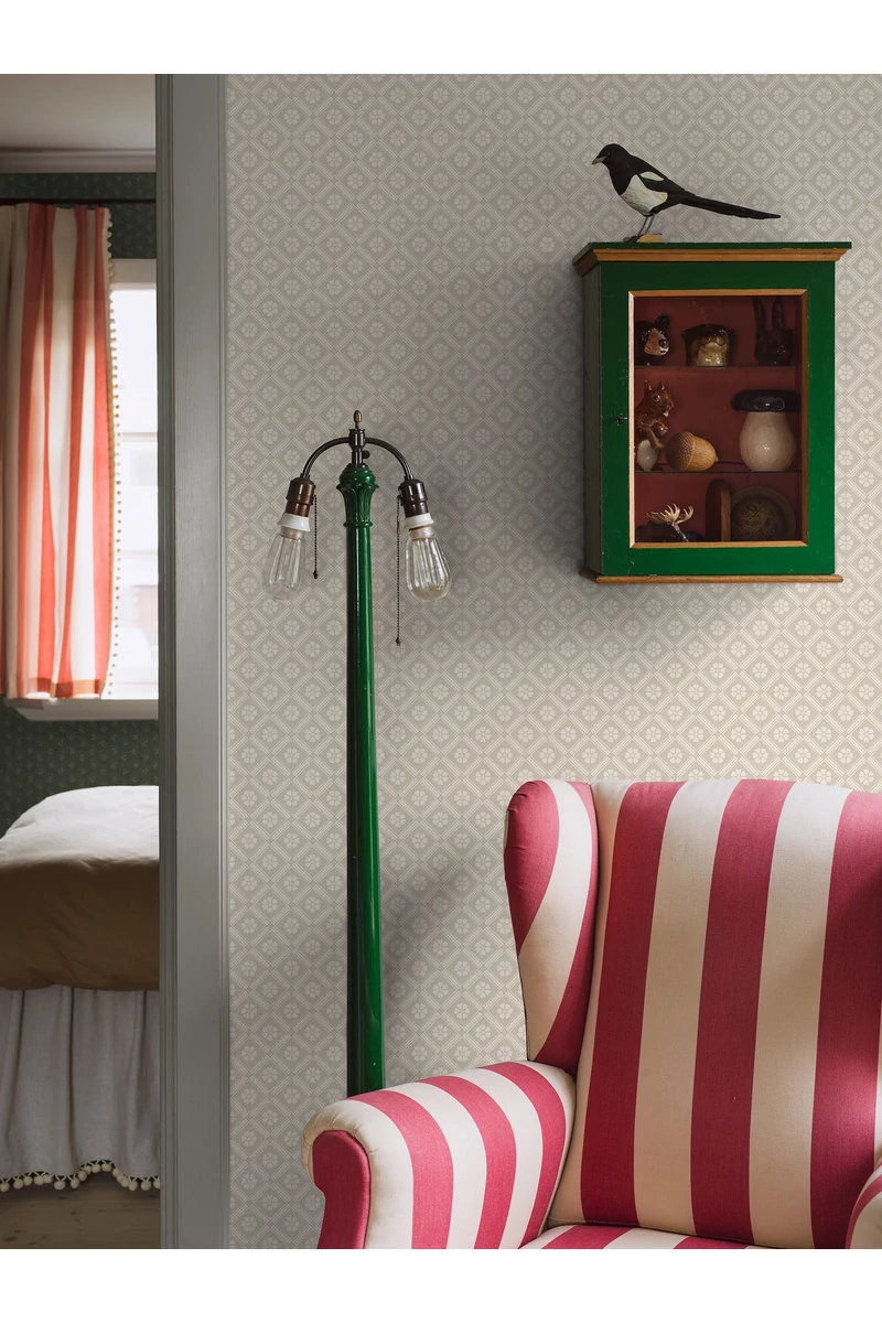 Boras Rácsos virágos skandináv bézs vlies tapéta Love Beige 53 cm X 10 m