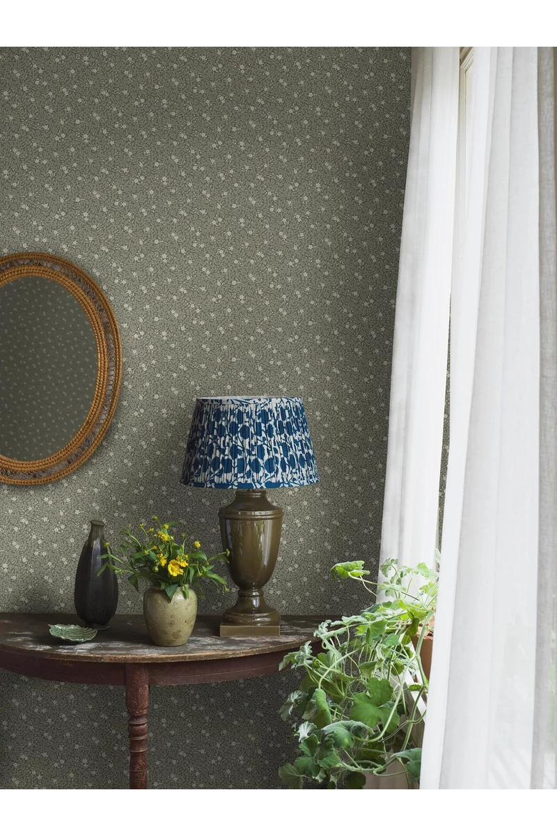 Boras Apró virágos zöld vlies tapéta Myrten Green 53 cm X 10 m