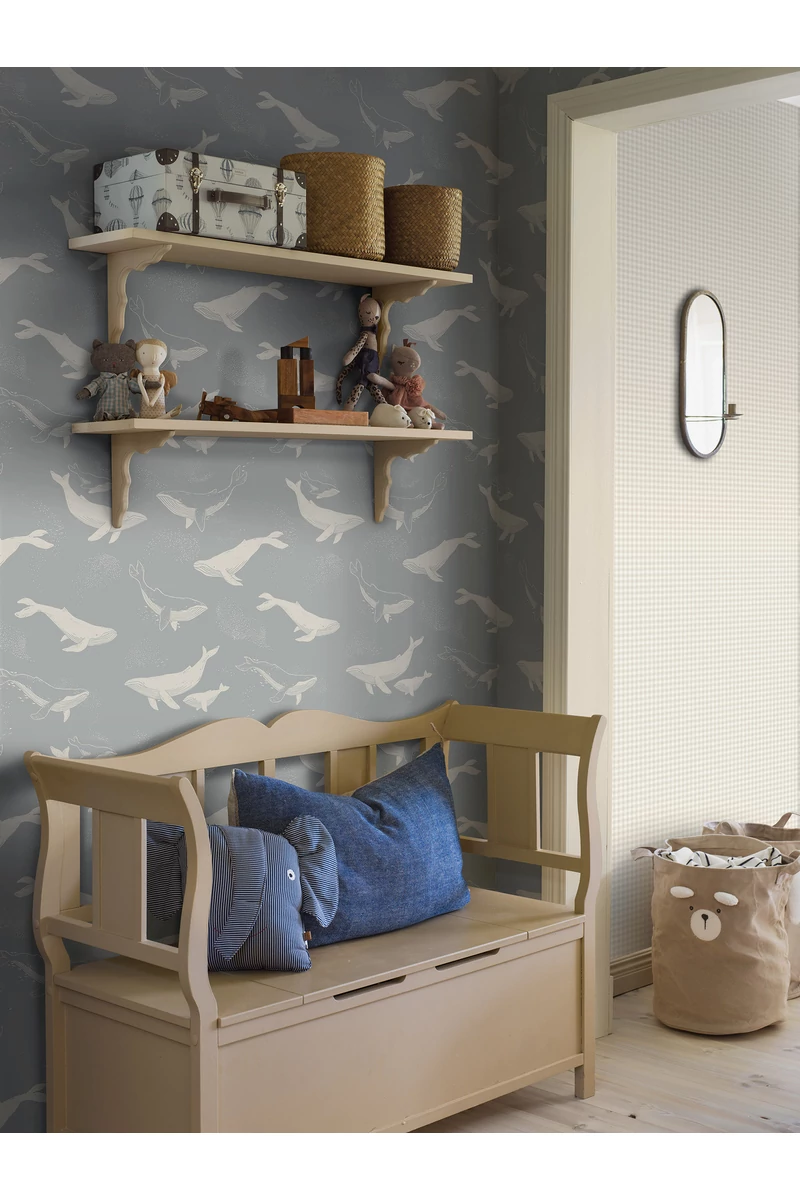 Boras Bálnás kék vlies gyerek tapéta Whales Blue 53 cm X 10 m