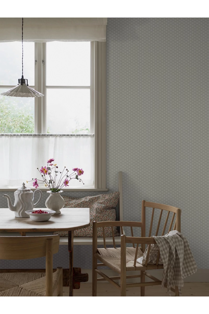 Boras Apró virágos csíkos zöld vlies tapéta Lilla Lyckan Green 53 cm X 10 m