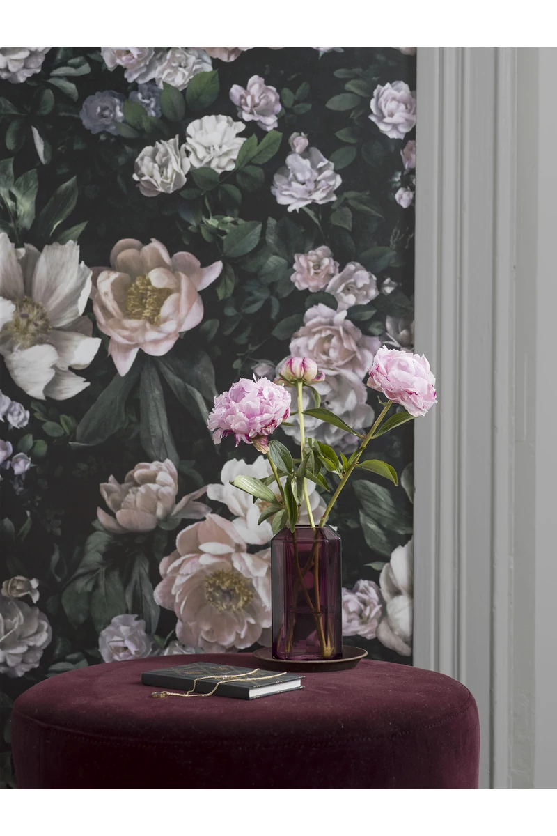 Boras Modern rózsa mintás fekete-rószaszín New Dawn Rose Black 53 cm X 10 m