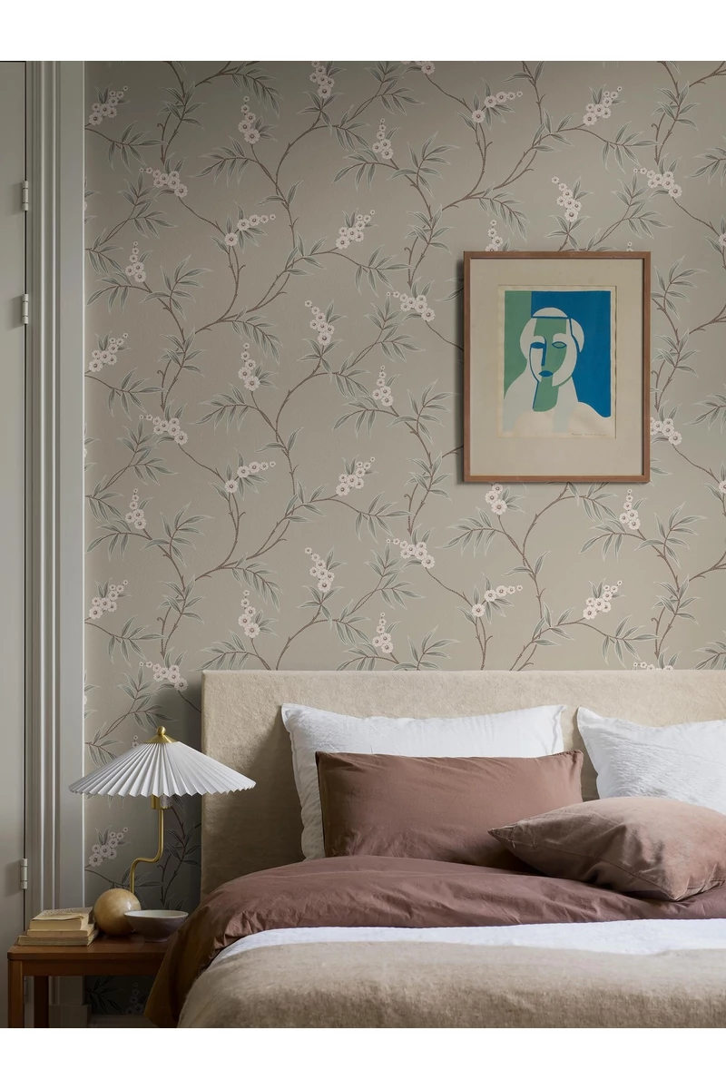 Boras Virágindás skandináv zöld vlies tapéta Floral Tree Green 53 cm X 10 m