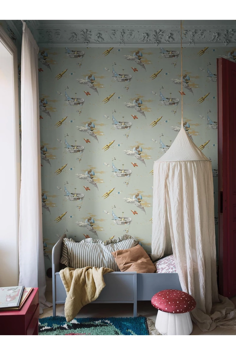 Boras Űrutazás zöld vlies gyerek tapéta Space Adventure Green 53 cm X 10 m