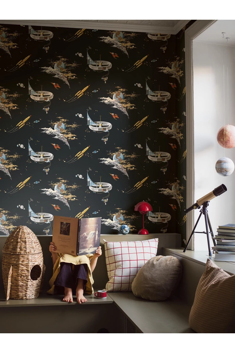 Boras Űrutazás fekete vlies gyerek tapéta Space Adventure Black 53 cm X 10 m
