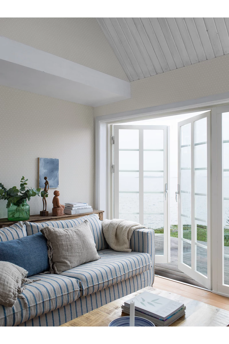 Boras Skandináv apró rácsos bézs vlies tapéta Windrose Beige 53 cm X 10 m