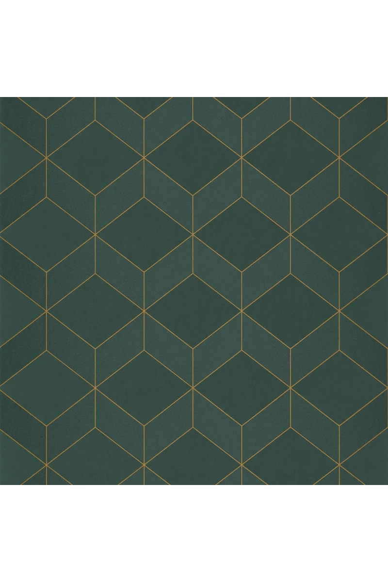Casadeco Geometriai mintás modern zöld vlies tapéta 1930 Metro Vert 53 cm X 10 m
