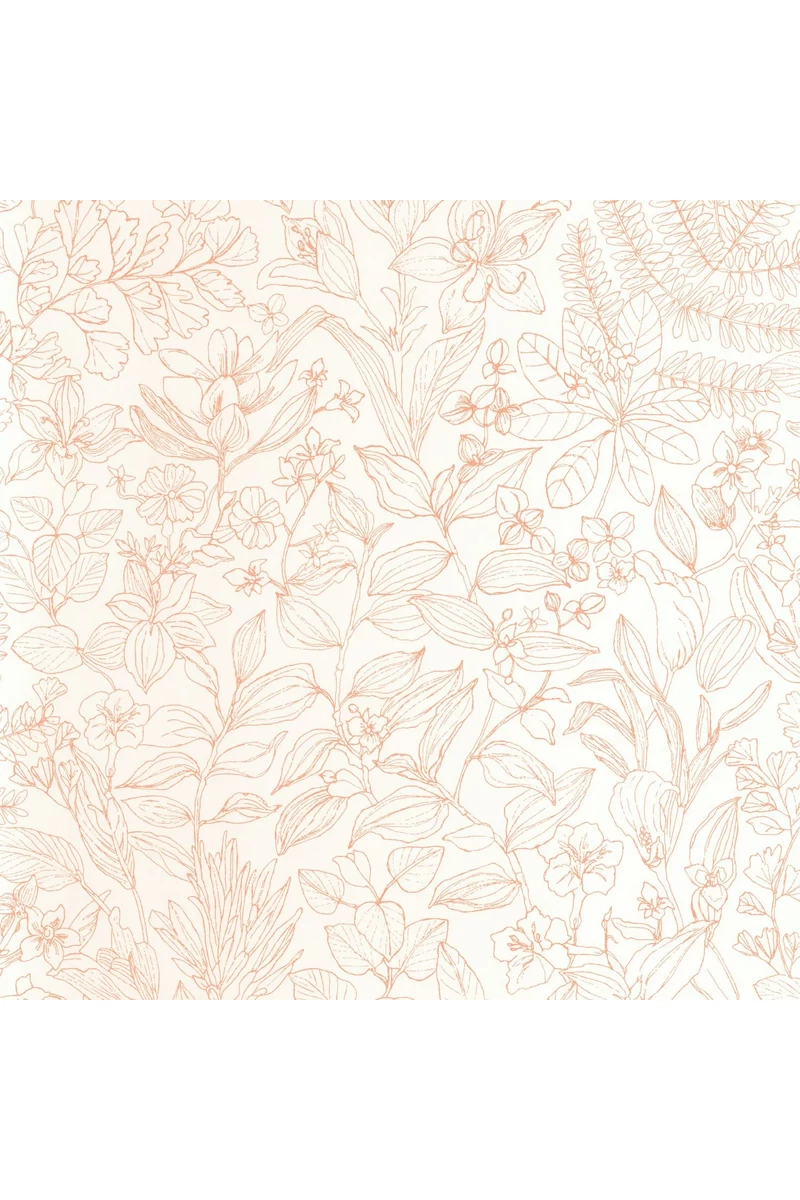 Casadeco Botanikai mintás modern korall-bézs vlies tapéta Esquisse Corail 53 cm X 10 m