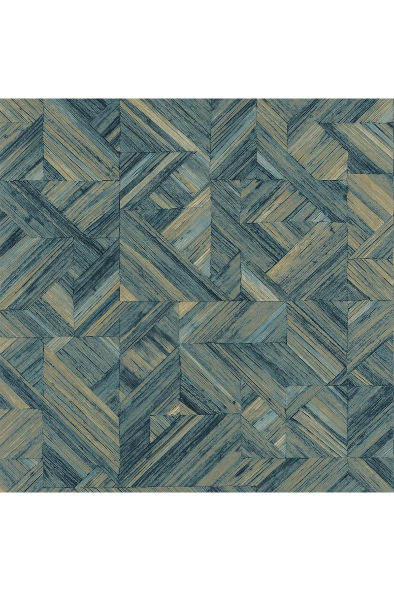 Casadeco Geometriai mintás 3D hatású kék vinyl tapéta Paille Bleu Indigo 53 cm X 10 m