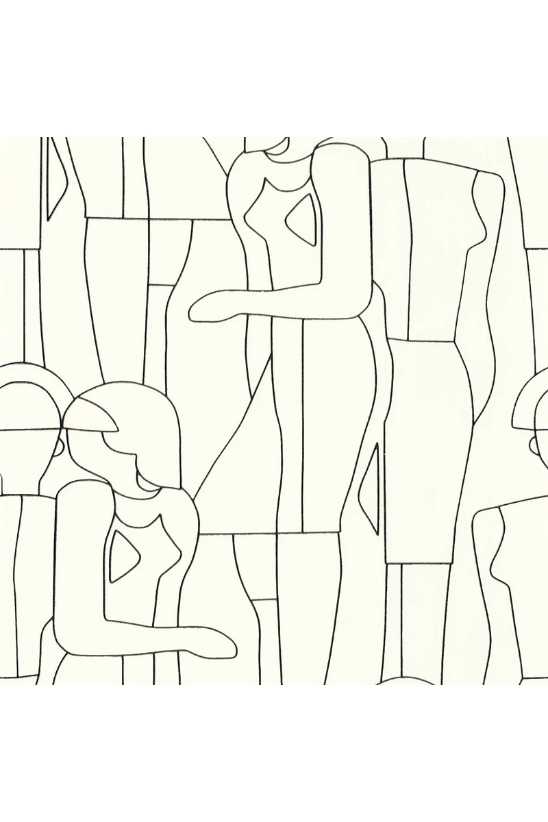 Casadeco Fehér-fekete modern mintás vlies tapéta Model Noire Gravure 53 cm X 10 m