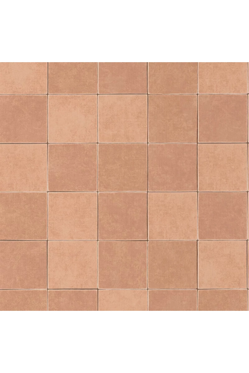 Casadeco Csempe mintás modern barna vinyl tapéta Zelliges Rose Terre Cuite 53 cm X 10 m