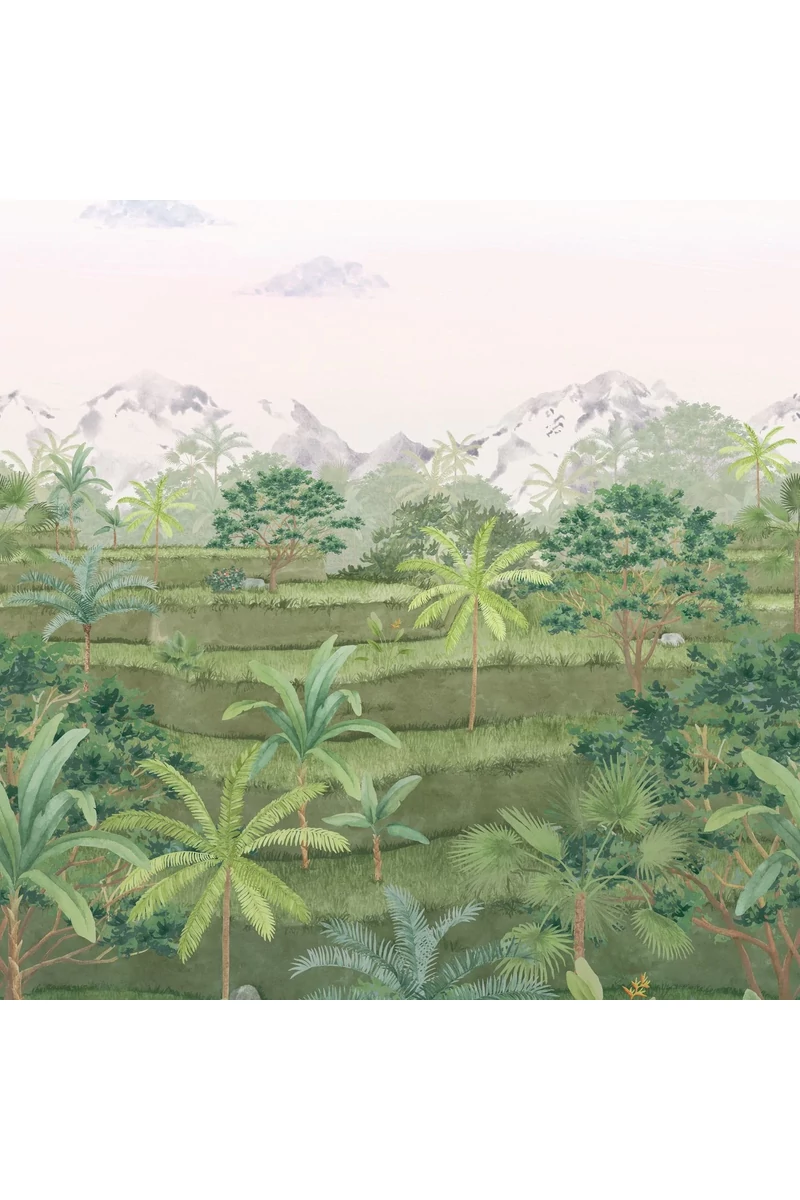 Casadeco Rizsföldes zöldes vlies poszter tapéta Riziere Vert Canopee 50 cm X 3 m 