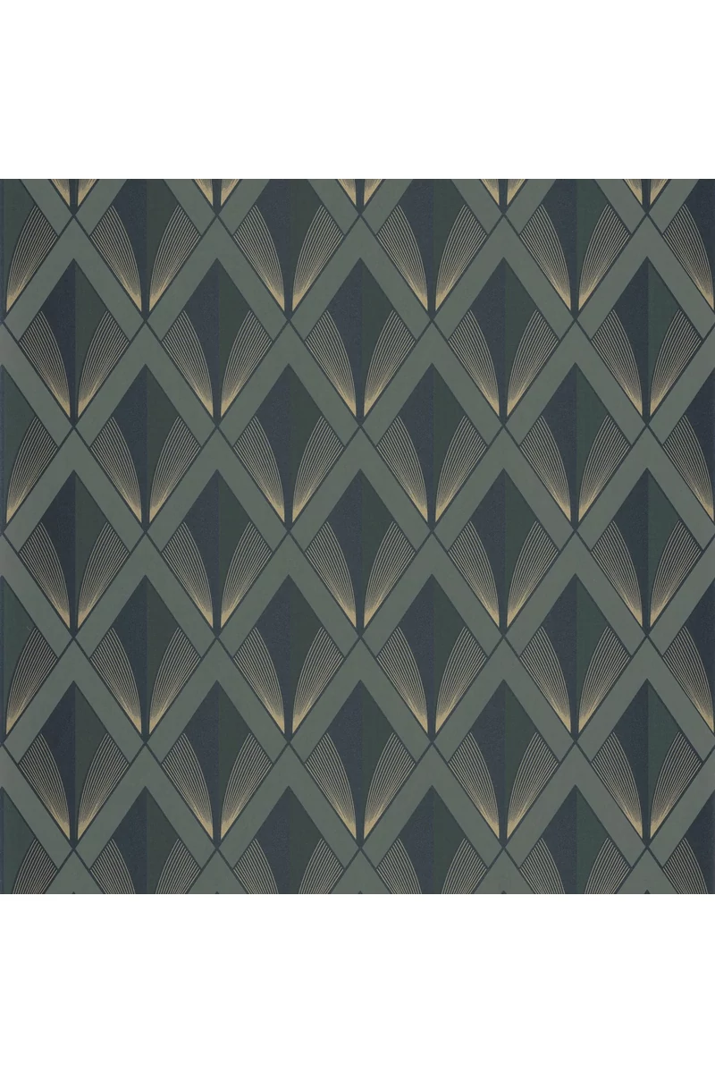 Casadeco Art deco elegáns arany-keki zöld vlies tapéta Chrysler Vert Kaki 53 cm X 10 m