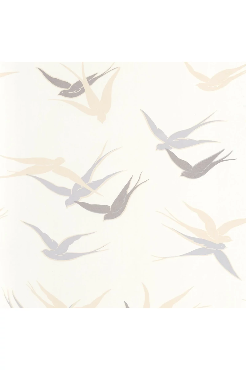 Casadeco Madár mintás modern bézs-fehér vlies tapéta Swallow Blanc Neige 53 cm X 10 m