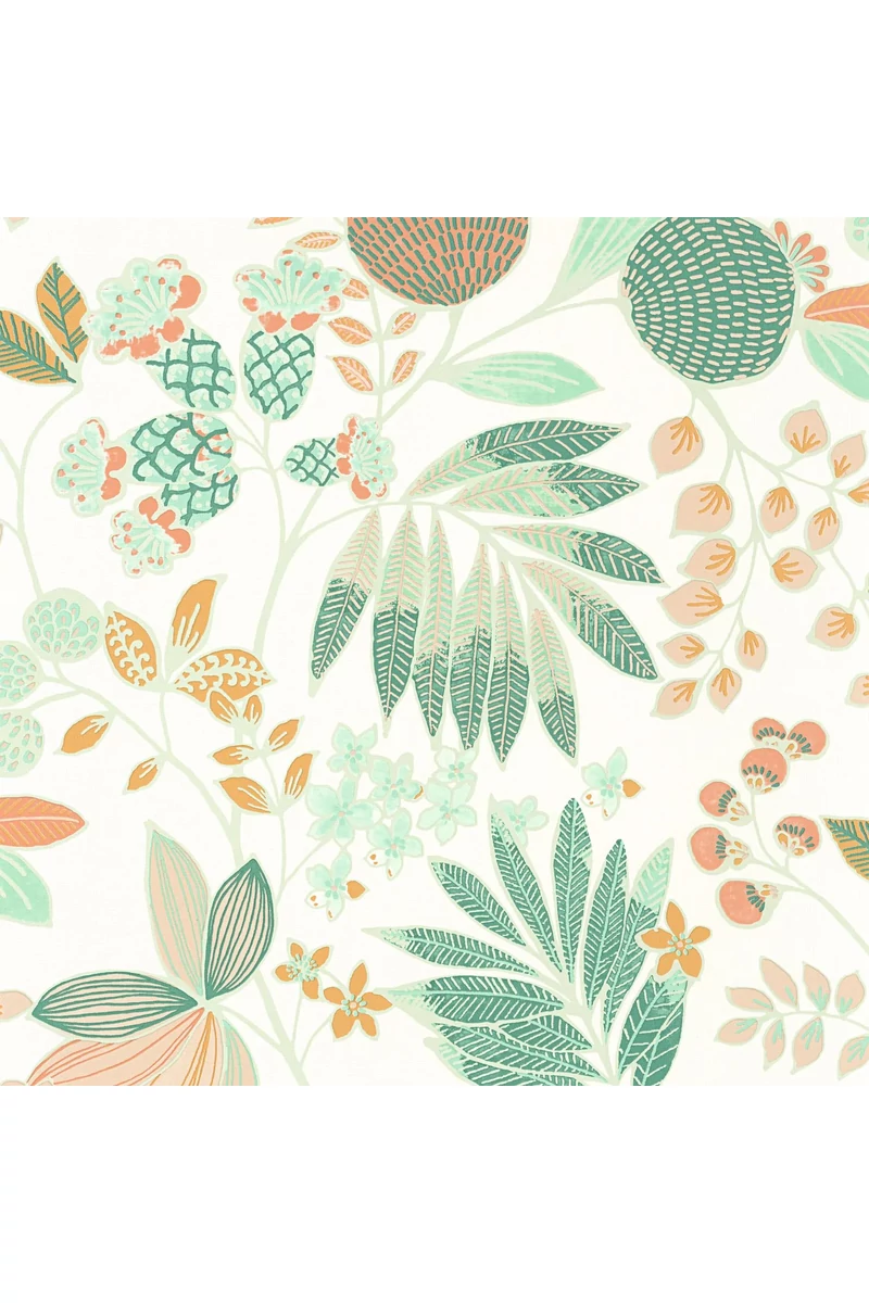 Casadeco Vidám botanikai mintás zöld vinyl tapéta Palm Springs Melon/Menthe 53 cm X 10 m