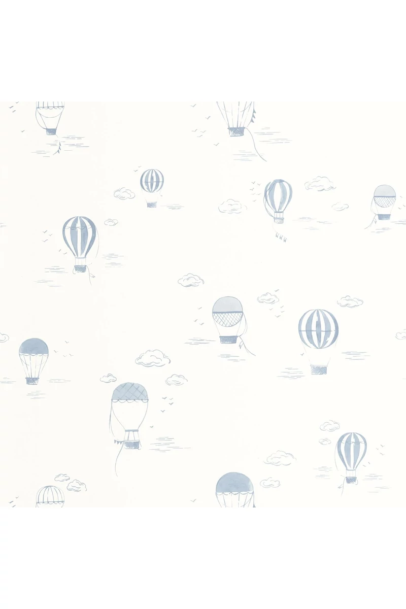 Casadeco Hőlégballonos kék-fehér vlies tapéta Balloons In The Clouds Bleu Doux 53 cm X 10 m