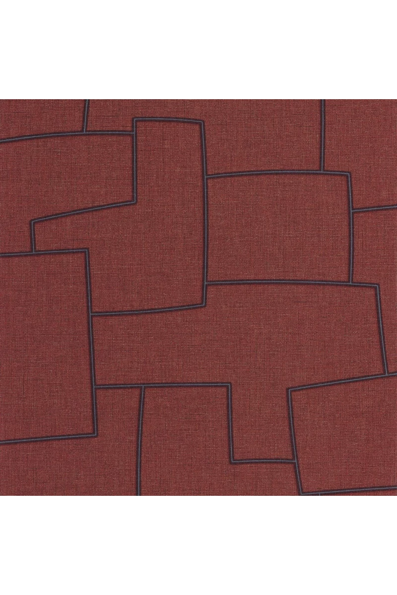 Casadeco Absztrakt geometriai mintás bordó vinyl tapéta Inca Amarena 53 cm  X 10 m