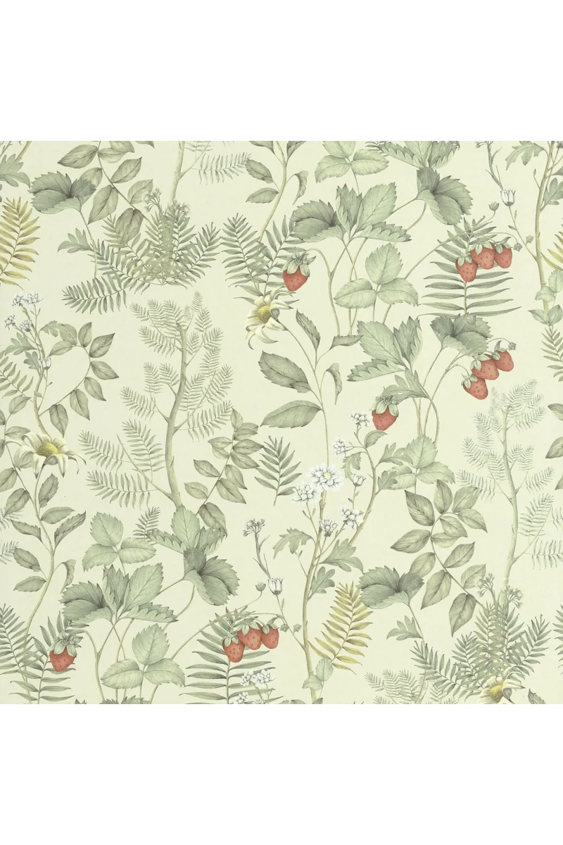 Casadeco eper mintás mandulazöld vlies tapéta Strawberry Field Amande 53 cm X 10 m