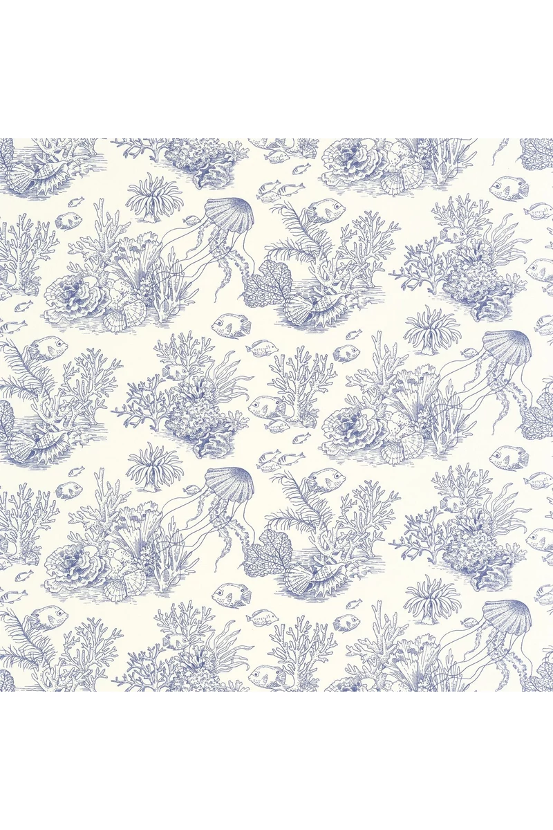 Casadeco Korallzátony mintás kék vinyl tapéta Cote Sauvage Bleu Outremer 53 cm X 10 m