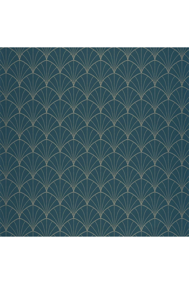 Caselio Pálma mintás art deco kék vinyl tapéta Edgar Bleu Canard Or 53 cm X 10 m