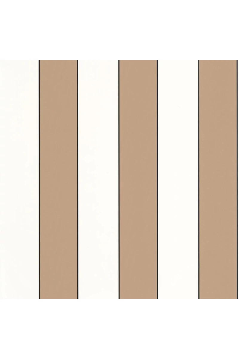 Caselio Elegáns csíkos barna vinyl tapéta fekete széllel Moonlight Golden Lines Camel Blanc 53 cm X 10 m