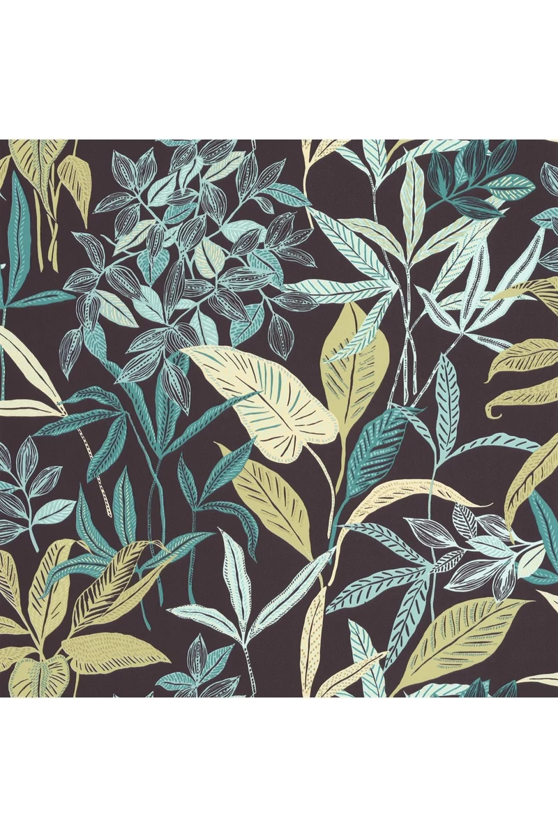 Caselio Modern levélmintás keki zöld vlies tapéta Santiago Vert Kaki Emeraude 53 cm X 10 m