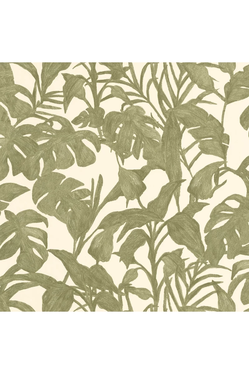 Caselio Levél mintás keki zöld vinyl tapéta Bogota Vert Kaki 53 cm X 10 m