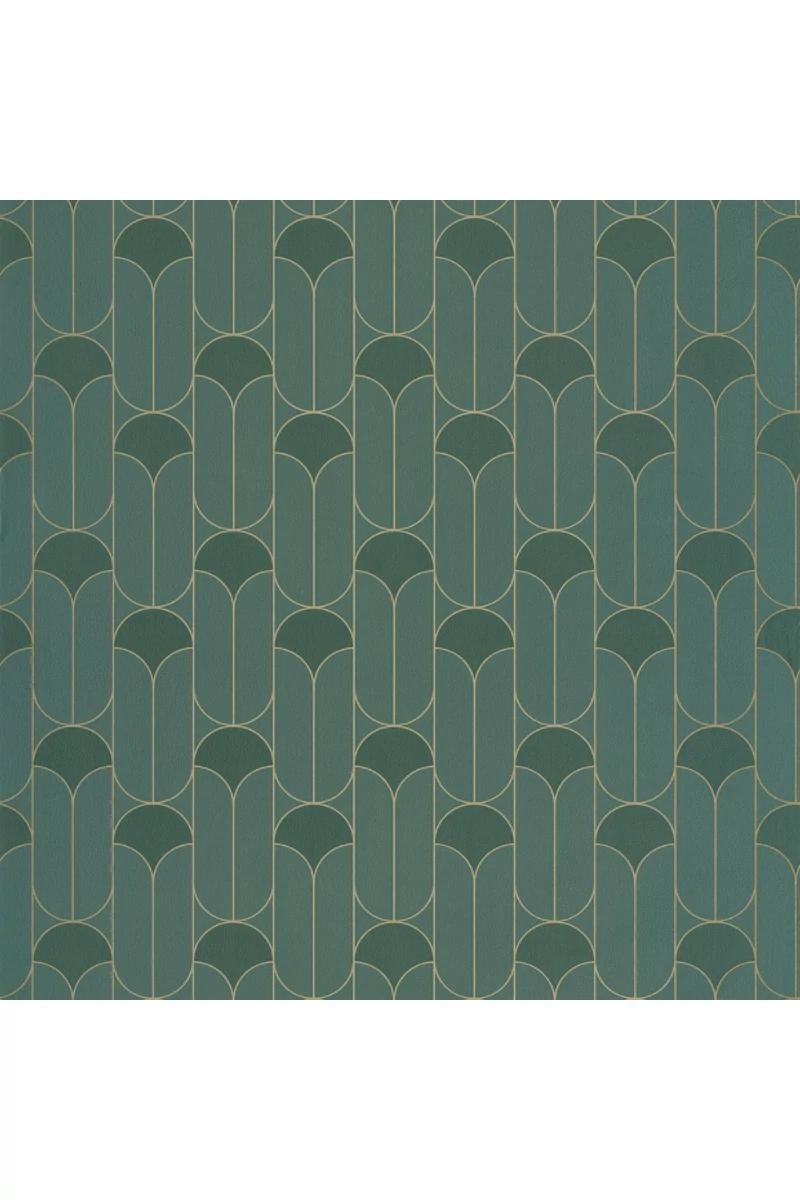 Caselio Geometriai mintás art deco sötétzöld vlies tapéta Paris Vert Anglais 53 cm X 10 m