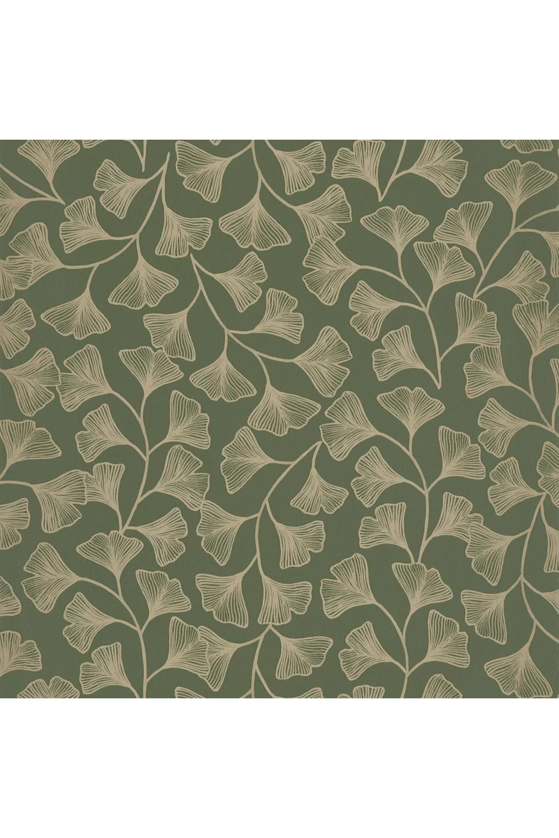 Caselio Ginkgo mintás keki zöld vlies tapéta Osaka Vert Kaki Or 53 cm X 10 m