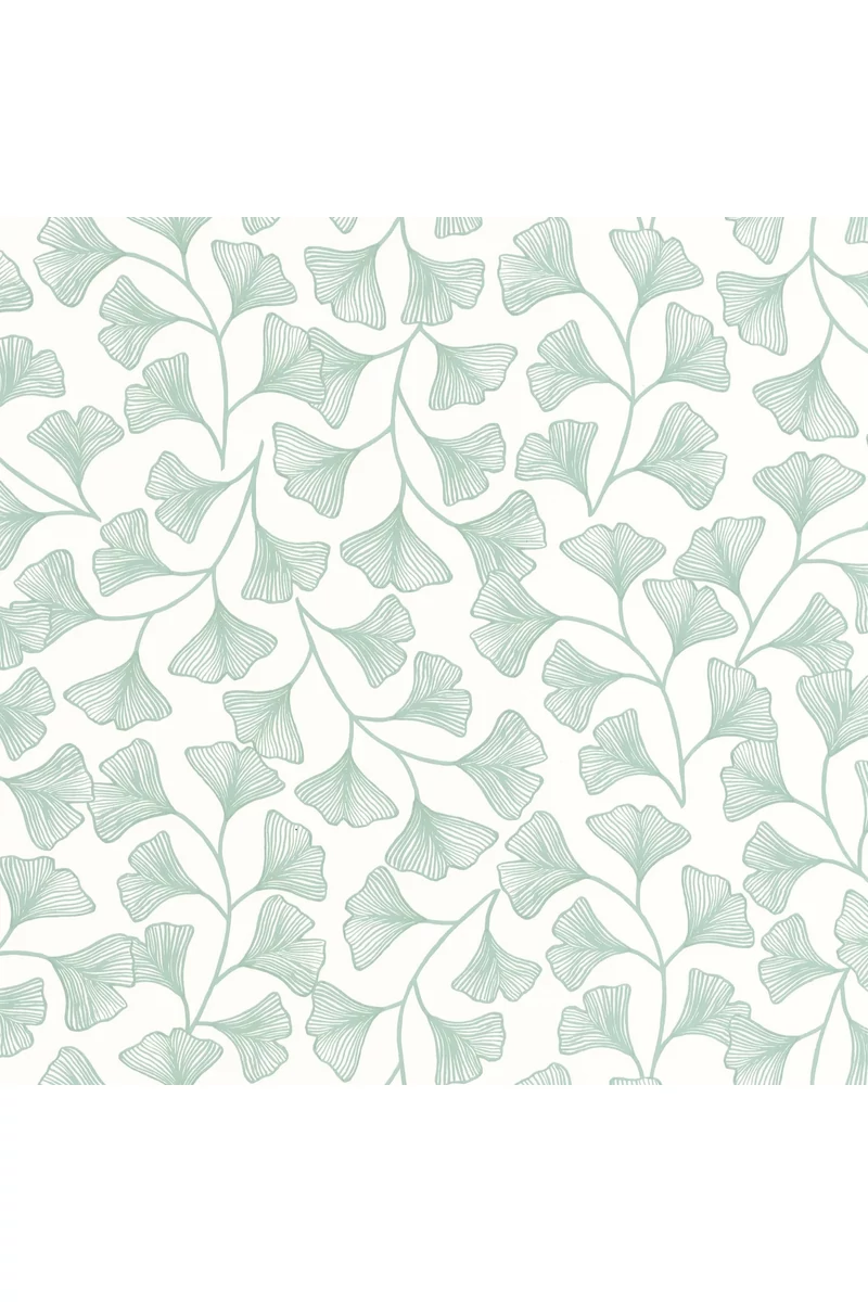 Caselio Ginkgo mintás kékes zöld vlies tapéta Osaka Vert D'Eau 53 cm X 10 m