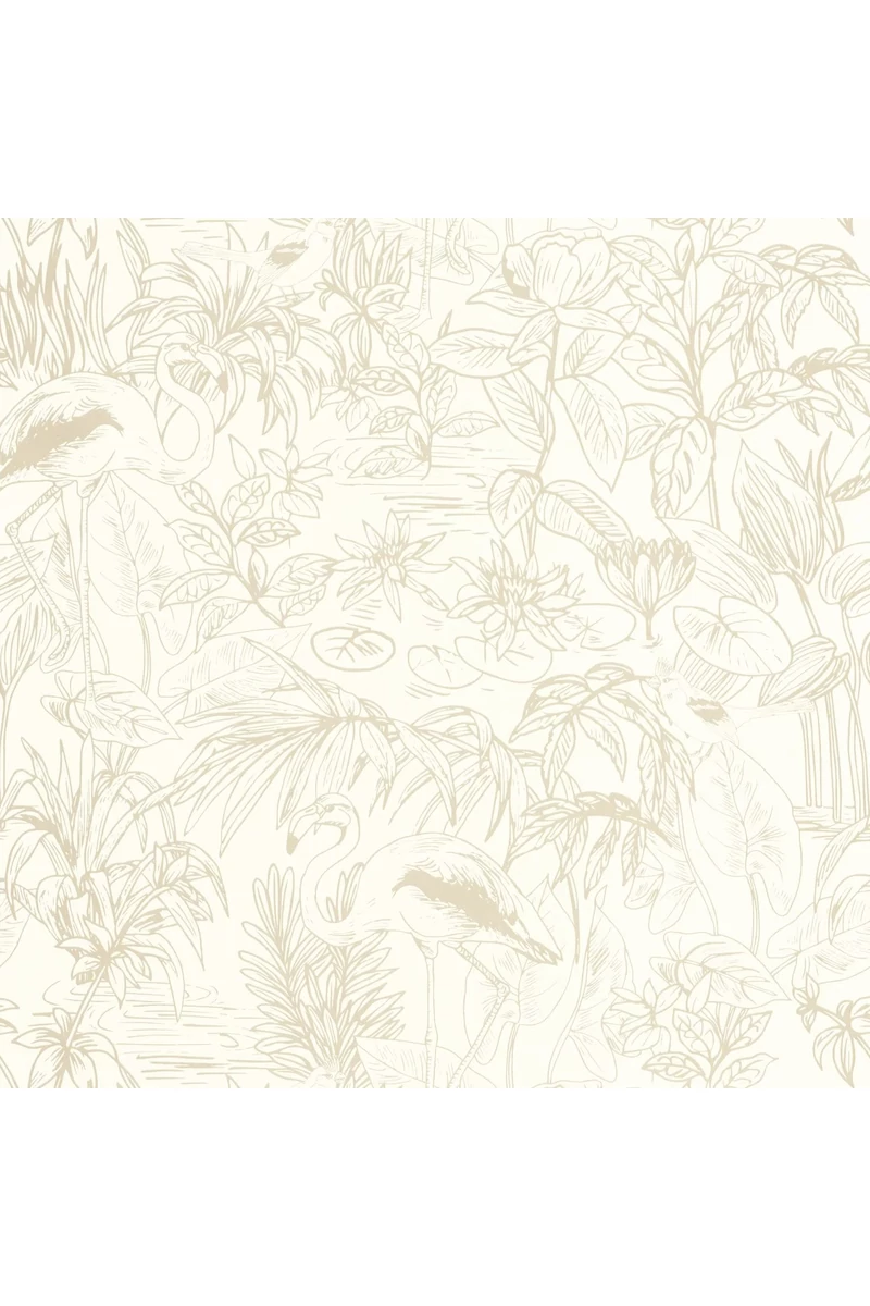 Caselio Flamingó mintás elegáns bézs vinyl tapéta Le Cap Beige Irise 53 cm X 10 m