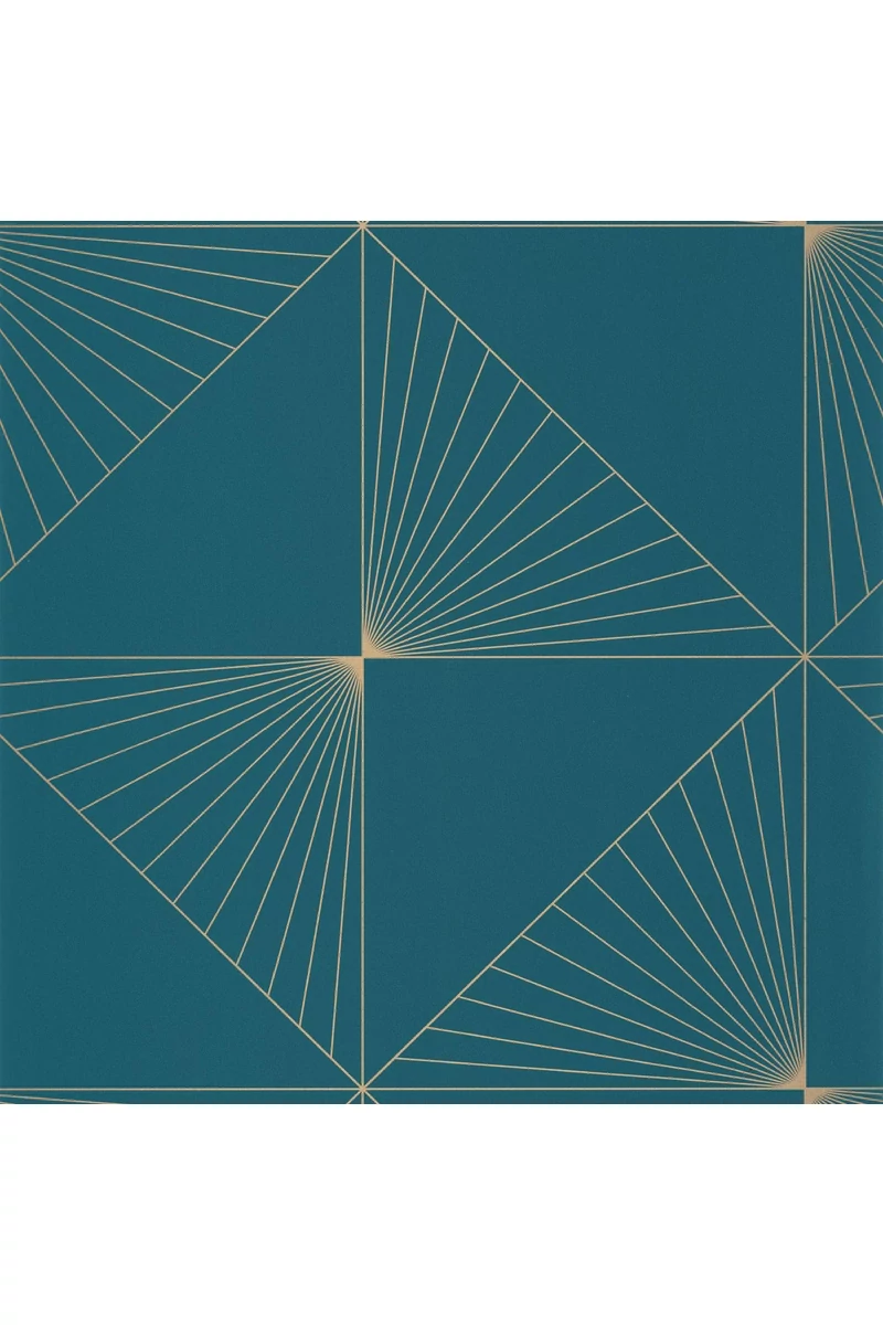 Caselio Geometriai mintás modern kék-arany vinyl tapéta Moonlight Sunset Teal Blue Dore 53 cm X 10 m