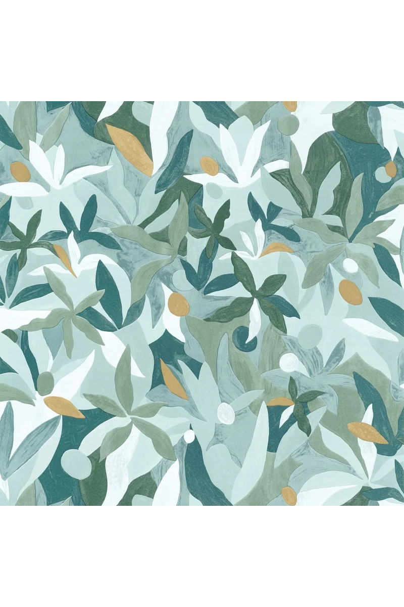 Caselio Modern virág mintás zöld-arany vlies tapéta Fauve Vert Emeraude Dore 53 cm X 10 m 