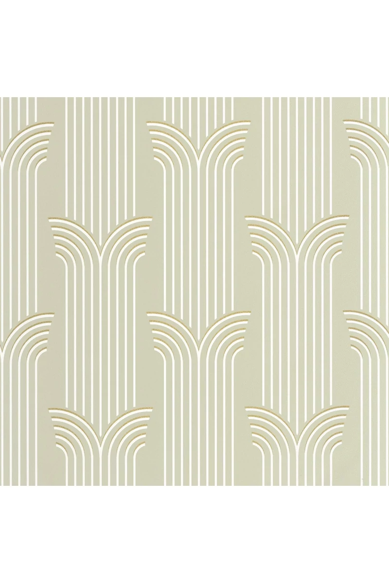 Caselio Art deco zöld-arany vinyl tapéta Glamour Vert Amande Dore 53 cm X 10 m