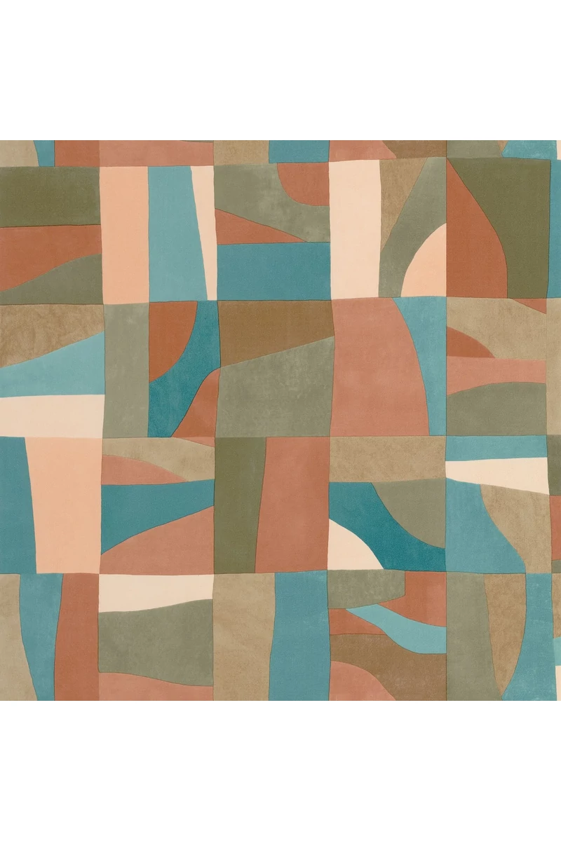 Caselio Absztrakt mintás modern terrakotta-zöld vinyl tapéta Aix Terracota Vert 53 cm X 10 m