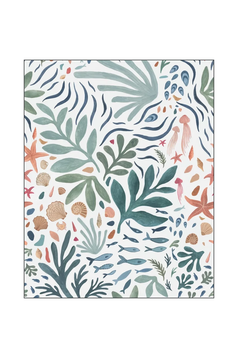 Caselio Korallzátony mintás színes vlies poszter tapéta Seychelles Bleu 50 cm X 3 m