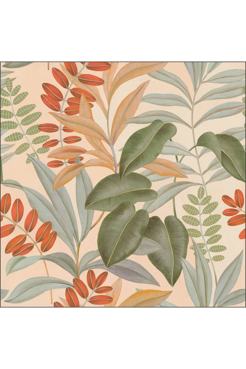 Caselio Nagy levél mintás színes mediterrán vlies poszter tapéta Avignon Multicouleurs 50 cm X 3 m