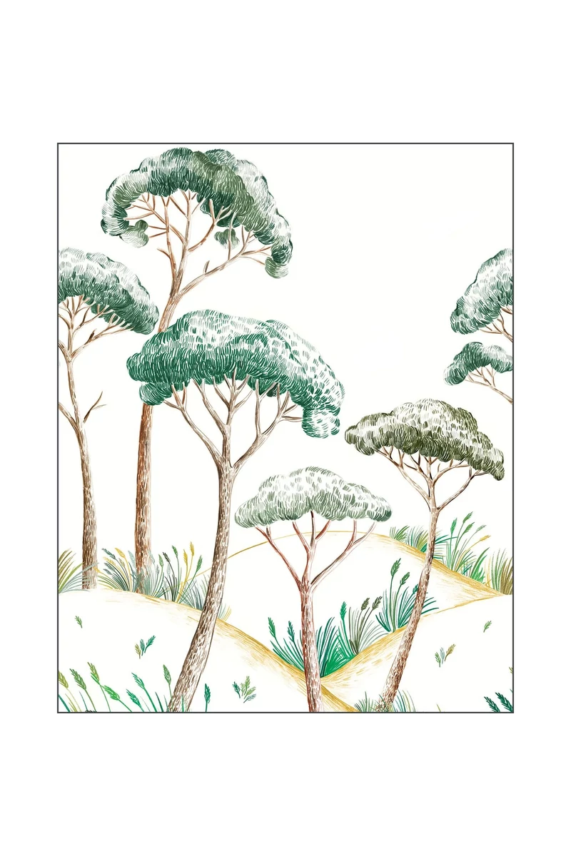 Caselio Zöld fenyő mintás vlies poszter tapéta Vert Pinea 50 cm X 3 m