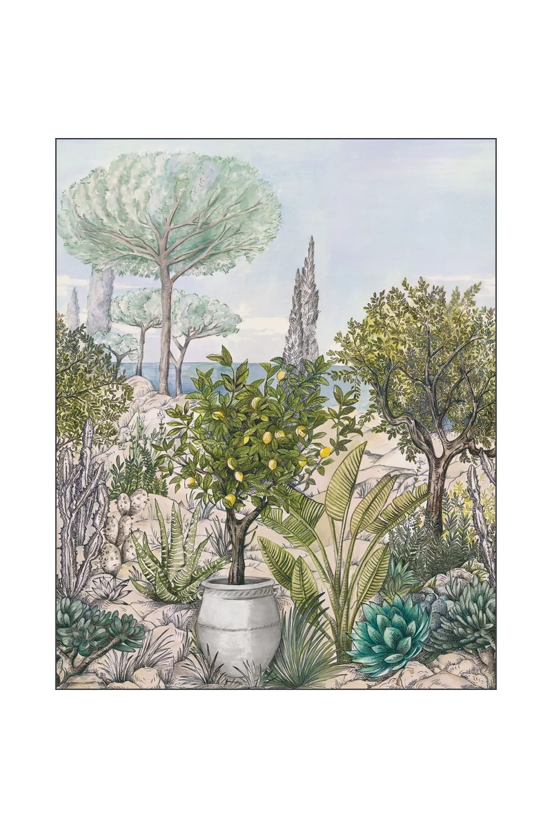 Caselio Színes vlies poszter tapéta mediterrán növényekkel Baux De Provence Cal Vert 50 cm X 3 m