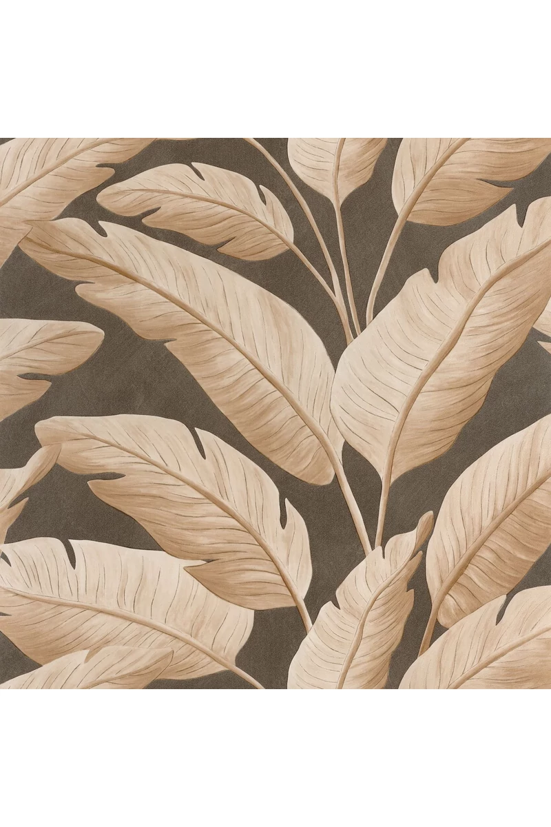 Caselio Egzotikus nagy levél mintás sötétbarna vinyl tapéta Tropicalia Noir Sepia 53 cm X 10 m