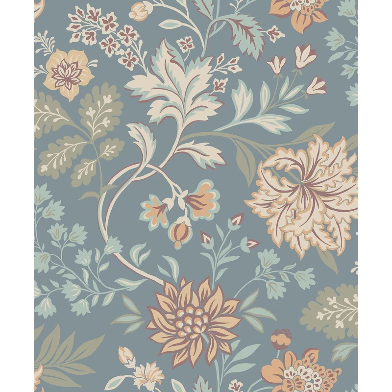 Boras Romantikus virágos kék vlies tapéta Alicia Blue 53 cm X 10 m