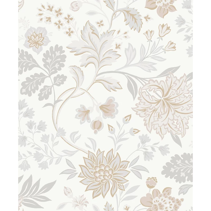 Boras Romantikus virágos bézs vlies tapéta Alicia White 53 cm X 10 m