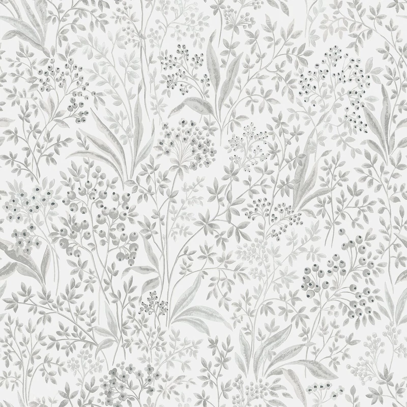 Boras Romantikus levél mintás szürke vlies tapéta Nocturne Grey 53 cm X 10 m