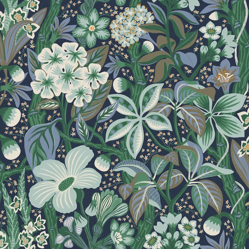 Boras Modern zöld vlies tapéta virág mintával Friviva Green 49 cm X 10 m