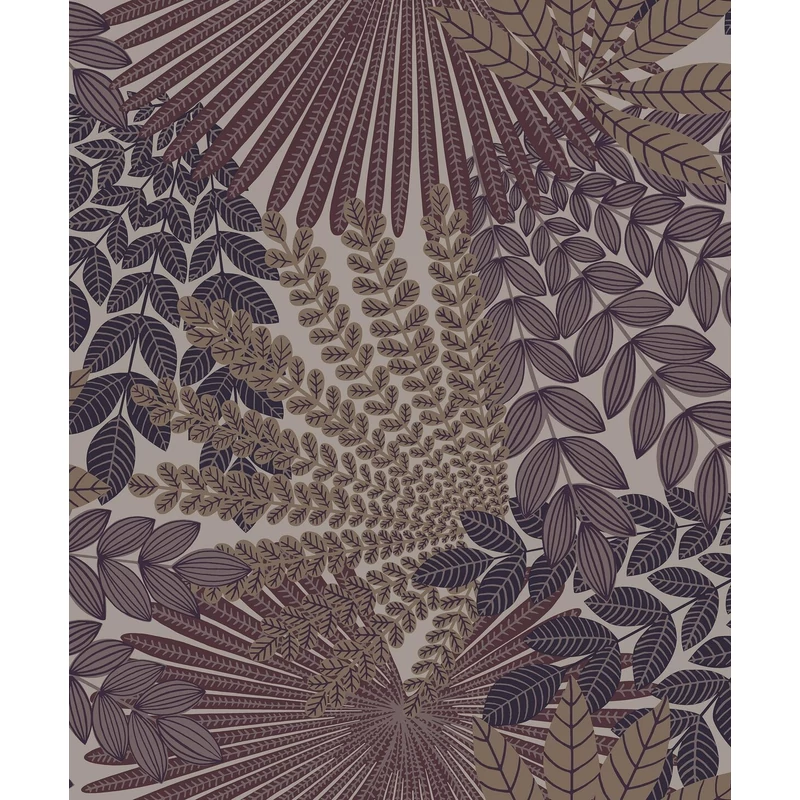 Boras Egzotikus levél mintás lila vlies tapéta Velvet Leaves Purple 53 cm X 10 m