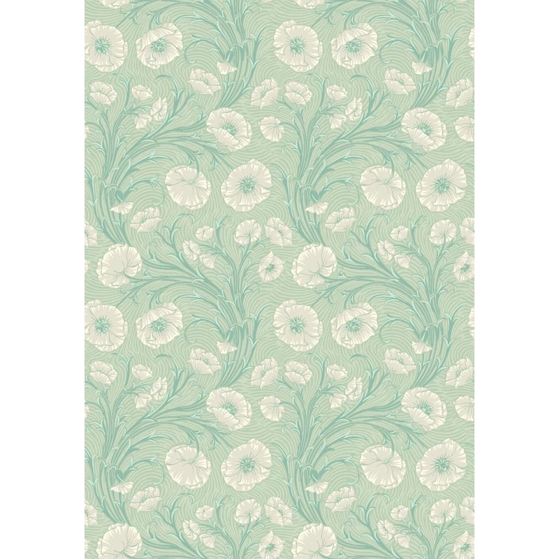 Boras Pipacsos romantikus zöld vlies tapéta Poppy Flow Green 53 cm X 10 m